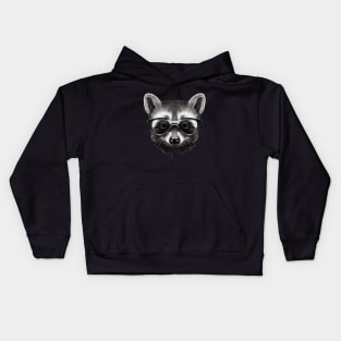 Raccoon with glasses Kids Hoodie